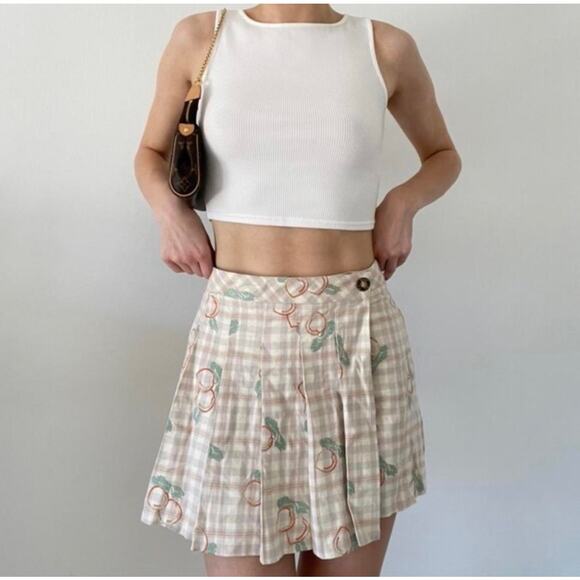 Urban Outfitters Dresses & Skirts - 🩷 5/$30 Urban Outfitters | Peach skirt gingham pleated wrap skirt xs